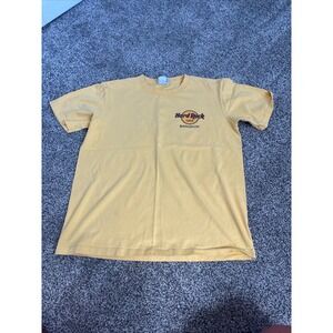 Hard Rock Cafe Vintage Bangkok T-Shirt Graphic Print Guitars Yellow Souvenir‎ lg